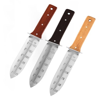 Top Quality Stainless Steel Japanese Wood Handle Utility Garden Tools Digging Hori Hori Knife